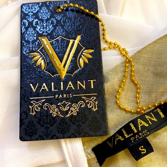 NEW! Valiant Paris white chiffon batwing top with slimming leather look bodice - Picture 6 of 8